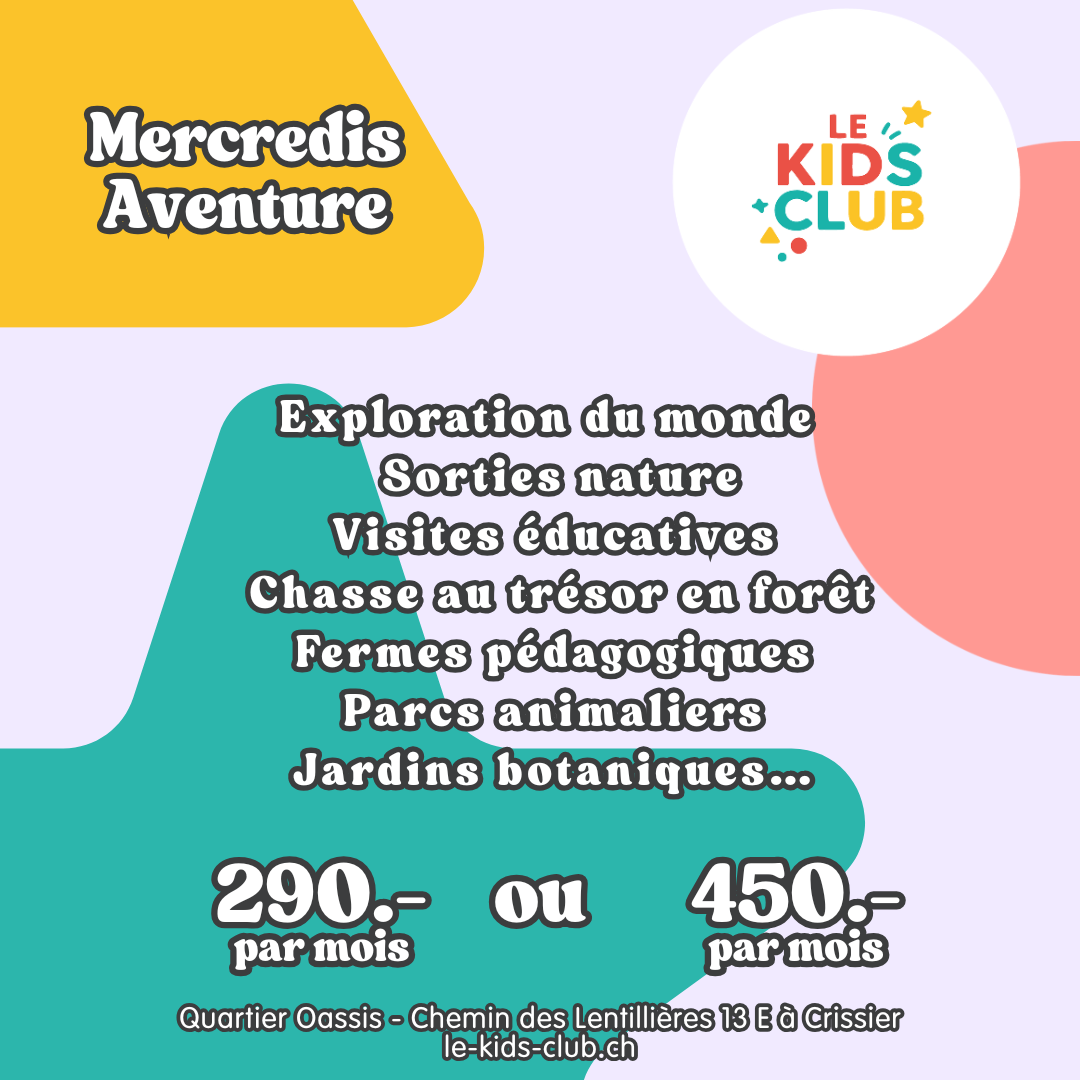 Enfants en pleine sortie nature du mercredi avec le Kids Club Swiss à Crissier